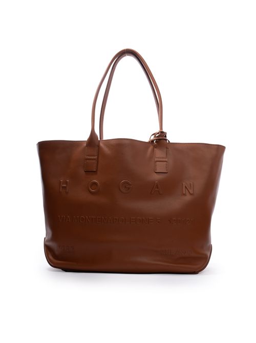 Borsa Shopping Script Media in pelle Cuoio scuro HOGAN | KBW01TA0300 TZPS003